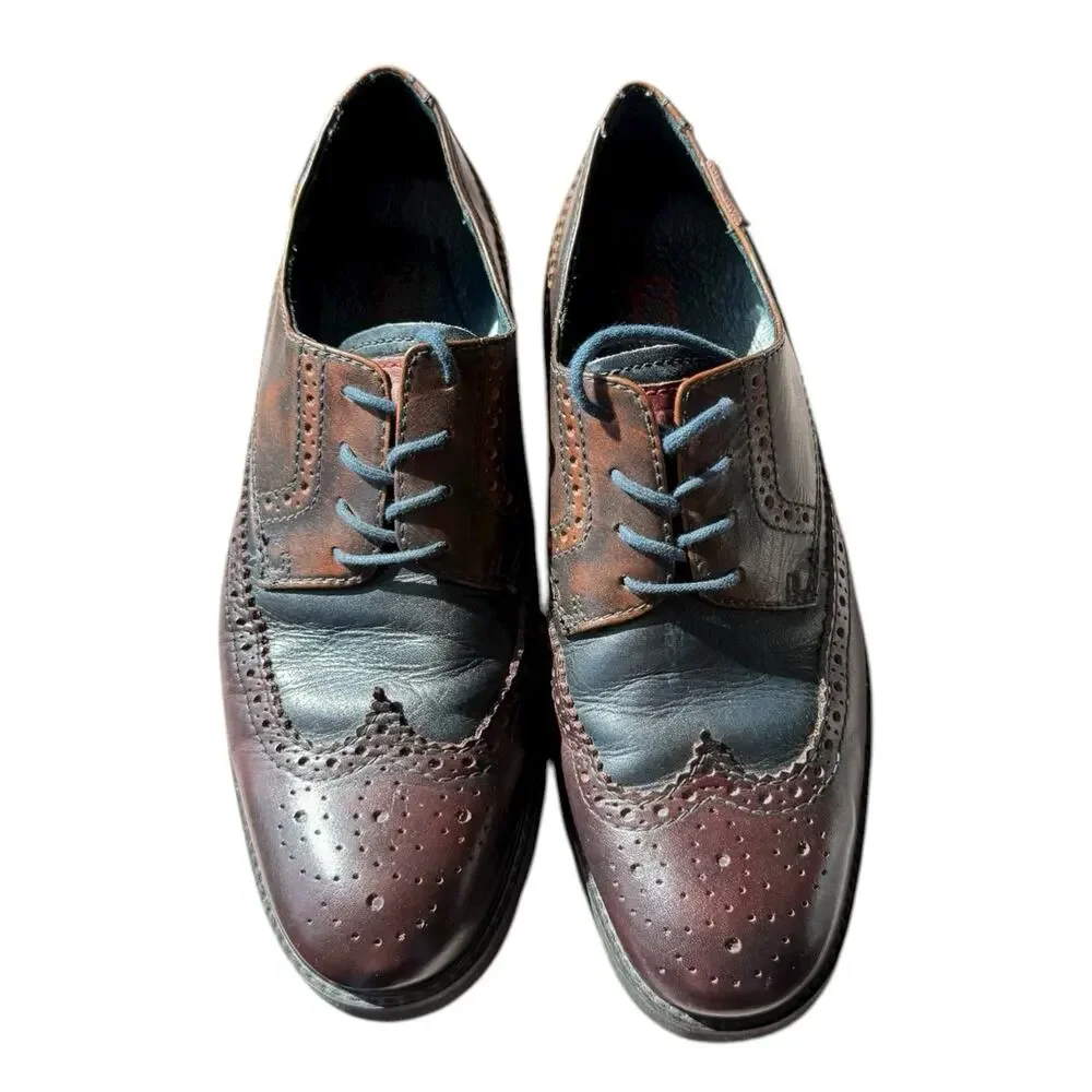Pikolinos Wingtop Light Weight Brown Blue Leather Sz 39 6.5M/8.5W Oxford Loafers